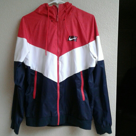 red white and blue nike windrunner